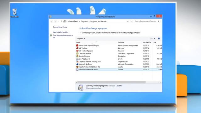 Remove Kaspersky® Internet Security 2013 From Windows® 8