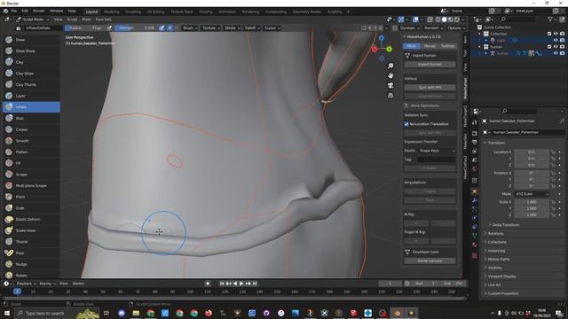fixing clothes From MakeHuman in blender using the Inflate tool part 2 смотреть онлайн