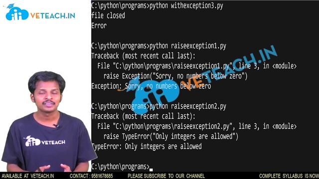 Raising Exceptions, User-defined Exceptions || Python Programming || CSE || B. Tech смотреть онлайн