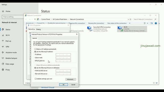Change Computer IP Address Using JAVA