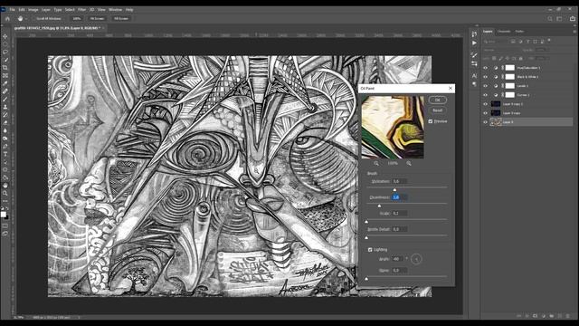 Photoshop: How to Turn Abstract Graffiti Art into Pencil Drawing - Sketch Effect смотреть онлайн