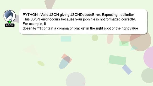 PYTHON : Valid JSON giving JSONDecodeError: Expecting , delimiter смотреть онлайн