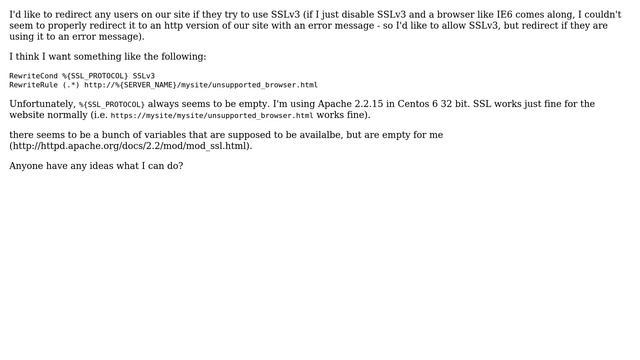 DevOps & SysAdmins: Apache redirect user if they are using SSLv3 (2 Solutions!!) смотреть онлайн