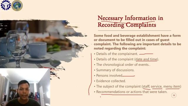 Recording Details of the Complaint | Fundamentals in Food Service Operations смотреть онлайн