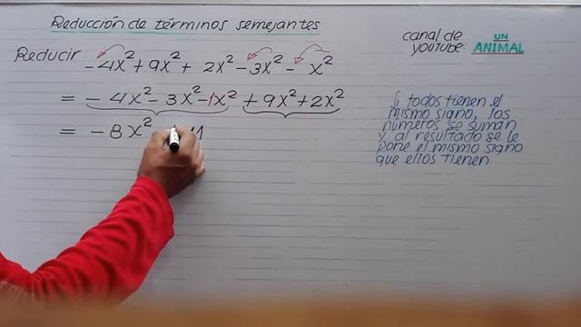 REDUCCIÓN DE TÉRMINOS SEMEJANTES (EJERCICIO 3) смотреть онлайн