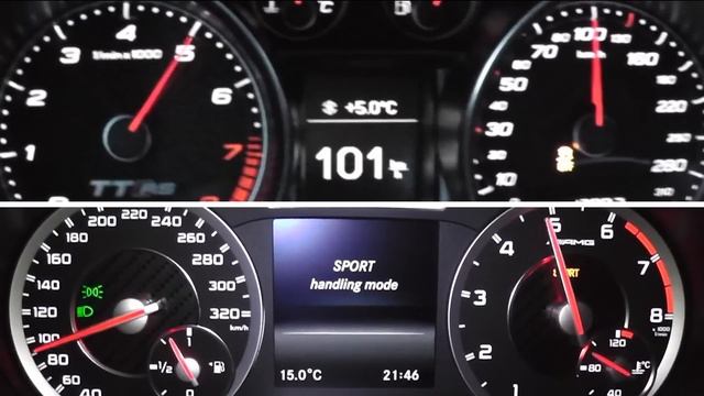 2013 Audi TT RS Plus 360 HP vs. 2013 Mercedes-Benz A 45 AMG Limousine 360 HP 0-200 km/h Acceleratio смотреть онлайн