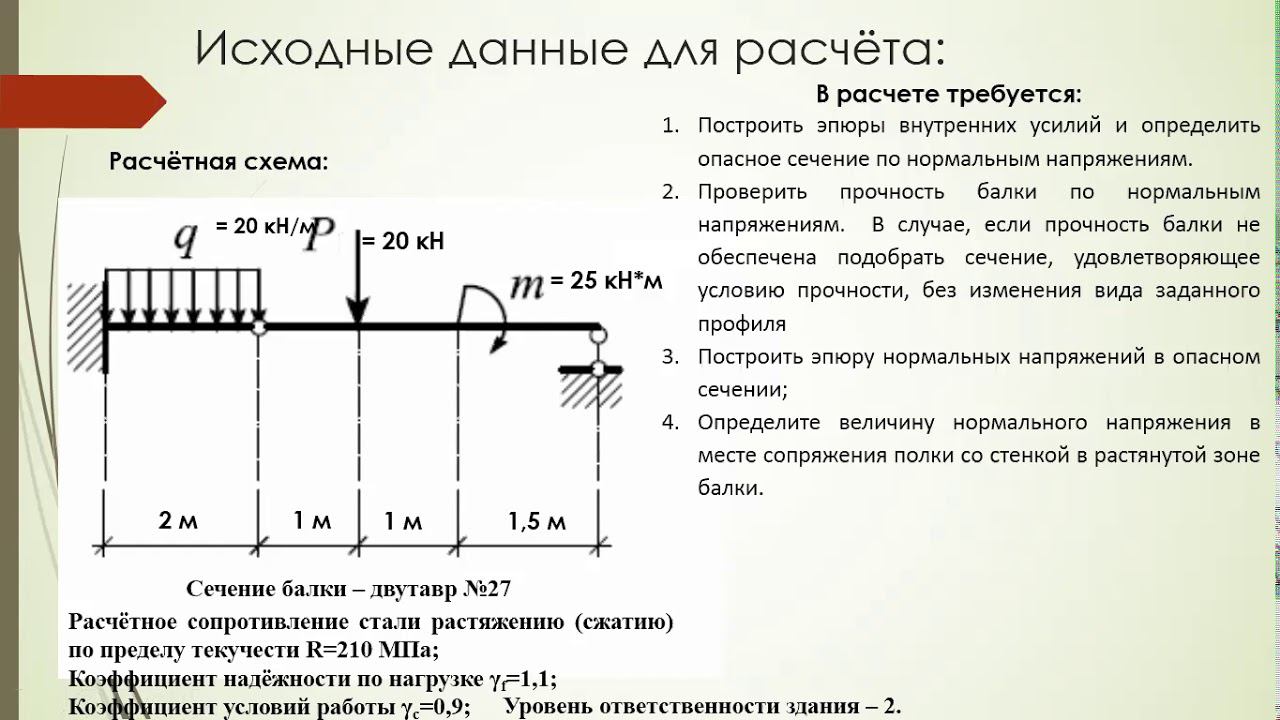 Балка с промежуточным шарниром + поверочный расчёт смотреть онлайн