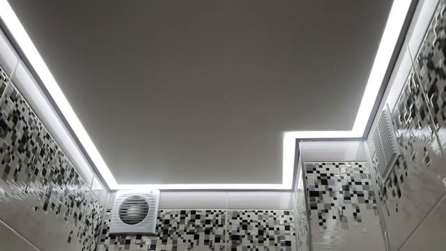 Установлен натяжной потолок в санузле в Нижнем Тагиле (парящие потолки) смотреть онлайн