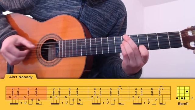 AIN'T NOBODY - Guitar Cover // Lesson // Fingerstyle // Tutorial // Tab смотреть онлайн