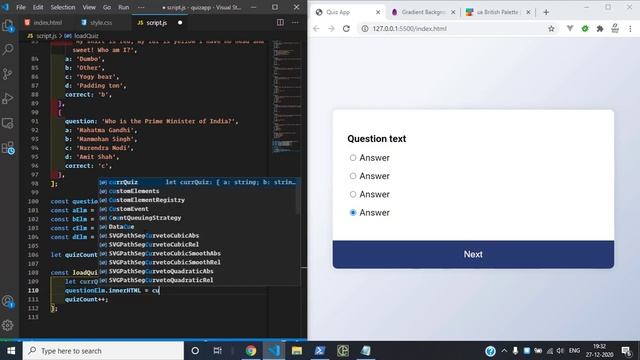 Build a Quiz Application using Vanilla JavaScript смотреть онлайн