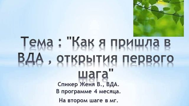 Тема : "Как я пришла в ВДА , открытия первого шага" смотреть онлайн