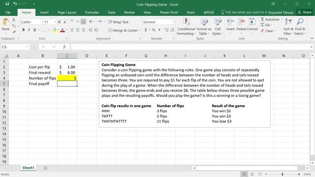 03. Coin-Flipping Game - Building the simulation model using Palisade @Risk - part 1 смотреть онлайн