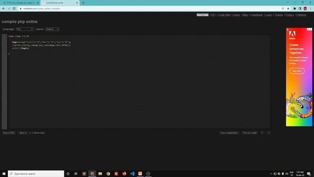 PHP Built in function | array change key case() смотреть онлайн