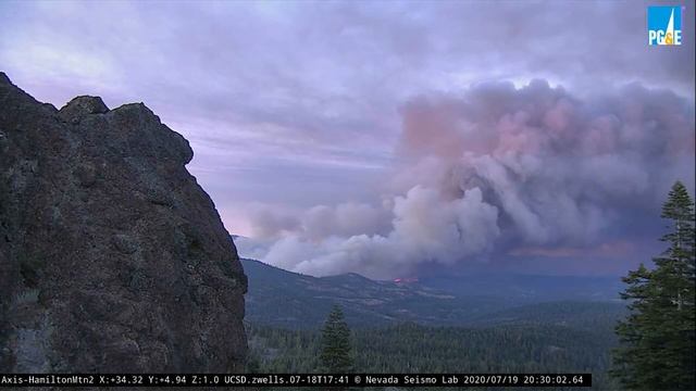 Day 2, Hog Fire marches eastward as sunset from HamiltonMtn2 at 8 PM смотреть онлайн