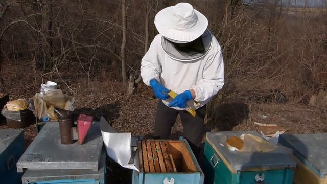 Первые весенние работы на пасеке. Весенняя ревизия пчел. Обработка и белковая подкормка пчел смотреть онлайн