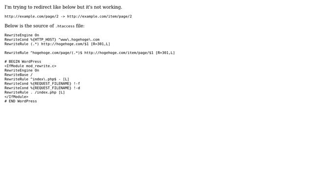Wordpress: Pagination redirect set in .htaccess file is not working смотреть онлайн