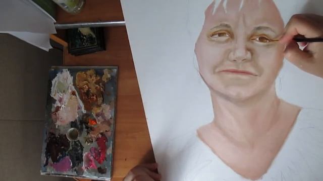 Партрет женщины.Живопись маслом по фото. смотреть онлайн