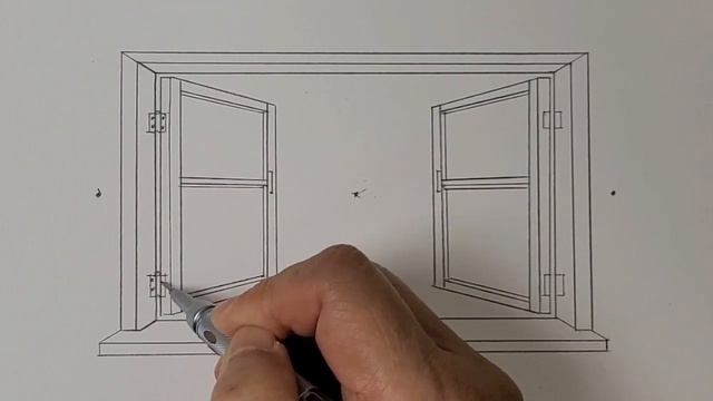 How to draw in one point perspective, a window scenery, step by step смотреть онлайн