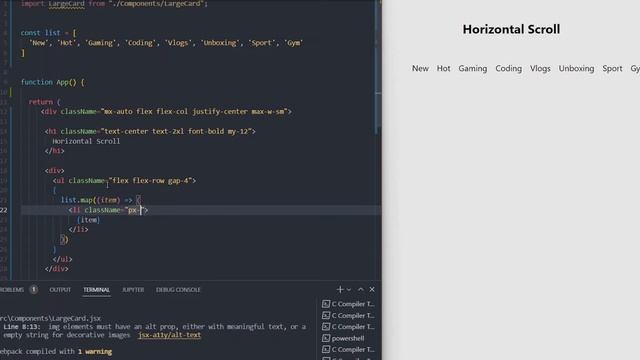 Horizontal Scroll using Tailwind Css - React JS Tutorial смотреть онлайн