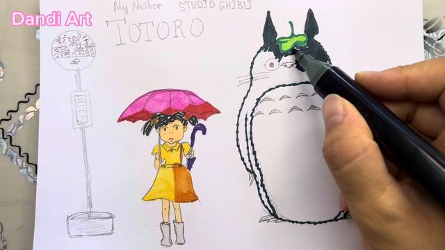 Раскраска! Тоторо! Аниме! Миядзаки! Coloring Totoro! Персонажи из мультфильмов! Как раскрасить? смотреть онлайн