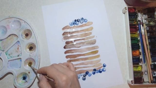 Учимся рисовать оладьи с ягодами | Рисуем на масленицу смотреть онлайн