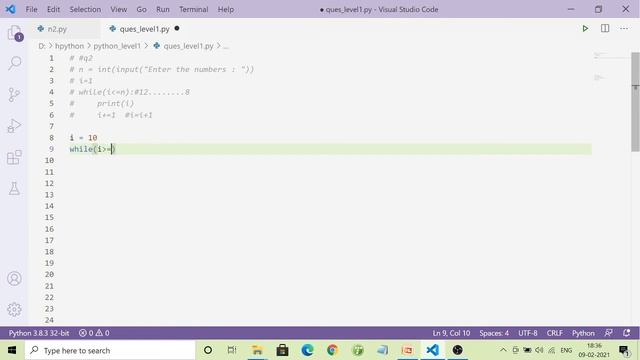 Write a program to print from 10 To 1 . using While loop in python by with asifkbs25 || Q3 смотреть онлайн