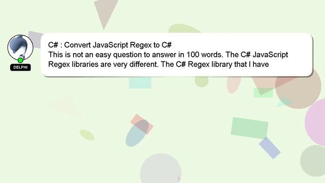 C# : Convert JavaScript Regex to C# смотреть онлайн