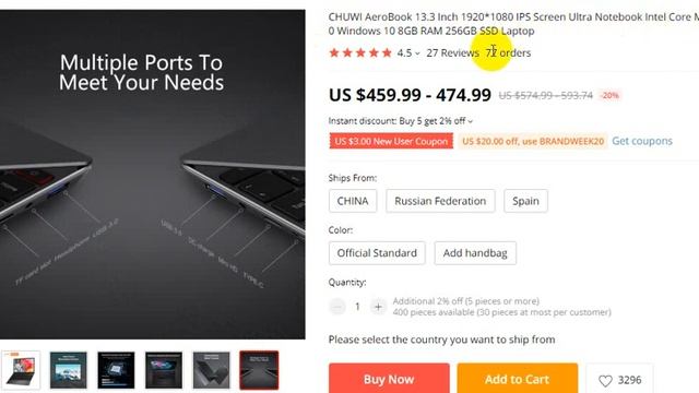 CHUWI AeroBook 13.3 Inch SSD Laptop | 20% Off | Ultra Notebook Intel Core смотреть онлайн