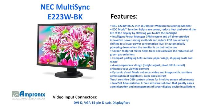 NEC E223W-BK 22 inch LED Backlit Desktop Monitor Sales | Service | Repair | Exchange | Replacement смотреть онлайн