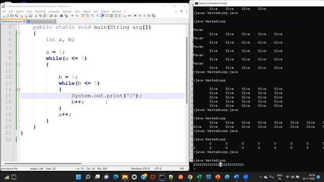 Java - Day 26 (in Telugu) - Nested Loops. Printing a few patterns using nested while loops. смотреть онлайн