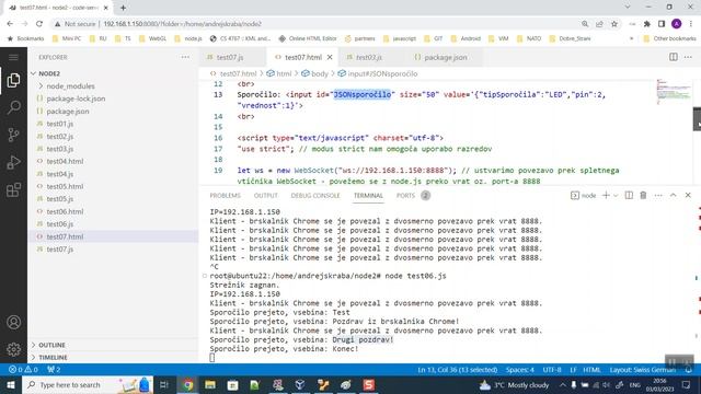 Povezava klienta, node.js strežnika ter esp32 modula prek vtičnika - "websocket" 07 смотреть онлайн