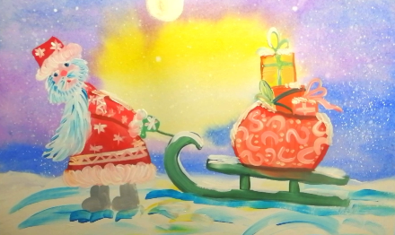 Как нарисовать Деда Мороза с подарками. смотреть онлайн