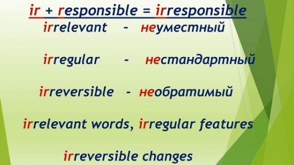 L 136. Negative Prefixes in English (Отрицательные Приставки) IL / IM / IR , меняющие смысл слова