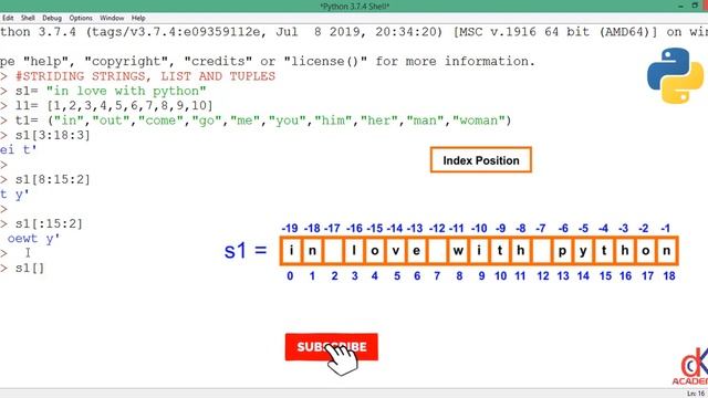 Python 3 Tutorial | string stride in python | Striding list and tuples смотреть онлайн