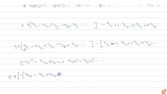 The sum of the series `sum_(r=1)^n (-1)^(r-1)*nC_r(a-r)` is equal to : смотреть онлайн