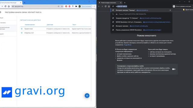 Настройка Gravity онлайн консультанта. Автоматический ответ робота помощника. смотреть онлайн