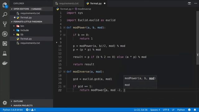 Modular Inverse - Fermats Little Theorem [Python] Math смотреть онлайн