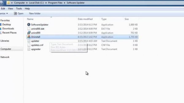 How to remove SoftwareUpdater.exe(PUP.Software.Updater) virus