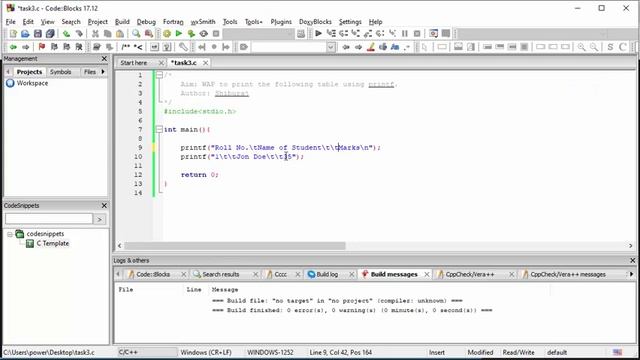 WAP to print a table using printf() - C Programming - Week 1 - Task 3 смотреть онлайн