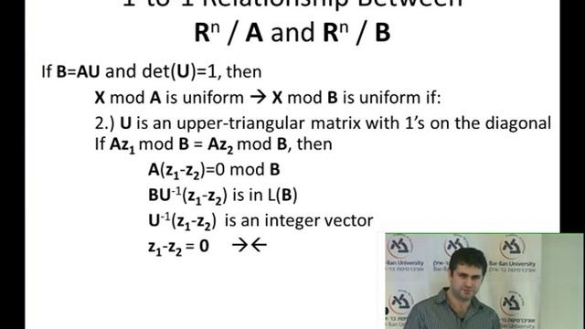 Winter School on Cryptography: Reduction for Sis - Vadim Lyubashevsky смотреть онлайн