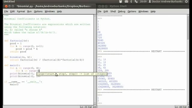 Python - Calculating Factorial Functions and Binomial Coefficients смотреть онлайн