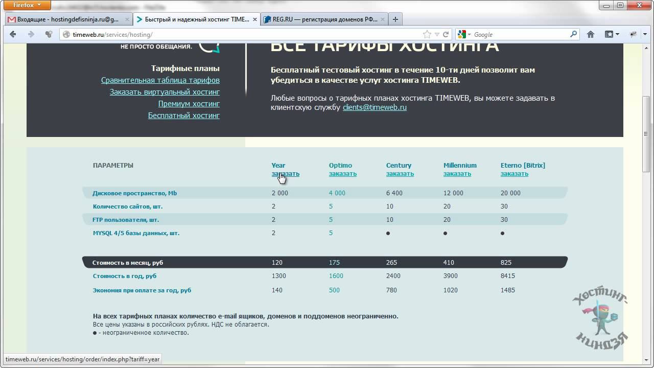 Хостинг Timeweb.ru. Заказываем хостинг.