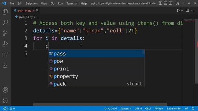 Access Keys and Values in Dictionary | Python Interview Questions Telugu смотреть онлайн