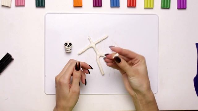 How To Make Skeleton For Halloween - POLYMER CLAY Tutorial смотреть онлайн