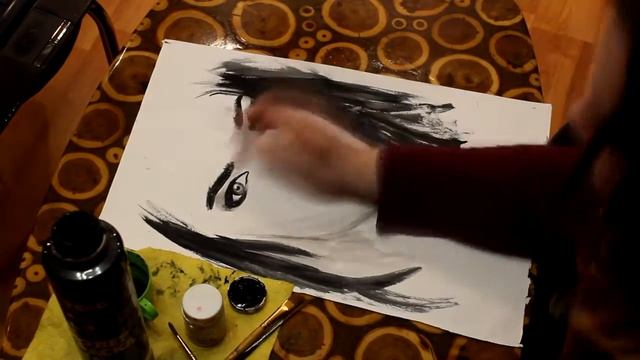 Портрет девушки акрилом - Portrait of a girl acryl. Дело не в цвете. Пример черно-белого портрета смотреть онлайн