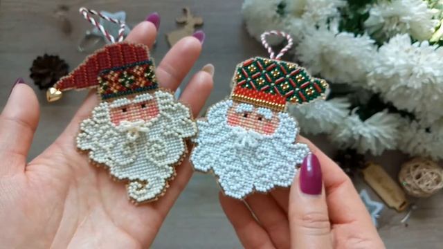42. Вышивка крестом. 3 готовые новогодние игрушки от Mill Hill. смотреть онлайн