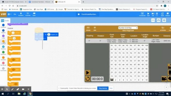 VEX VR Coordinate Numbers Level 1