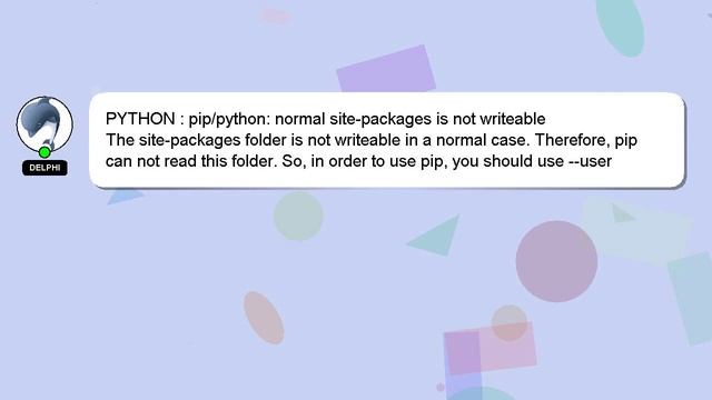 PYTHON : pip/python: normal site-packages is not writeable смотреть онлайн