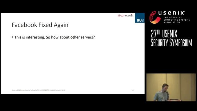 USENIX Security '18 - Return Of Bleichenbacher’s Oracle Threat (ROBOT) смотреть онлайн