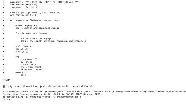 GIS: Python Postgres Multiprocessing speed increase смотреть онлайн